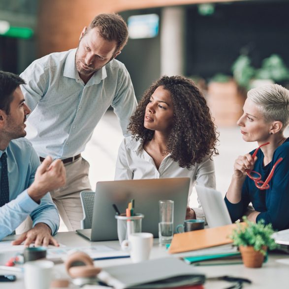 Multi-ethnic group of entrepreneurs discussing business